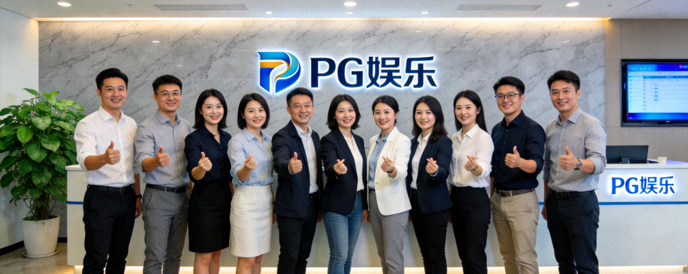 PG娱乐中国团队全体成员在公司前台合影，展现专业、团结与活力的精神面貌